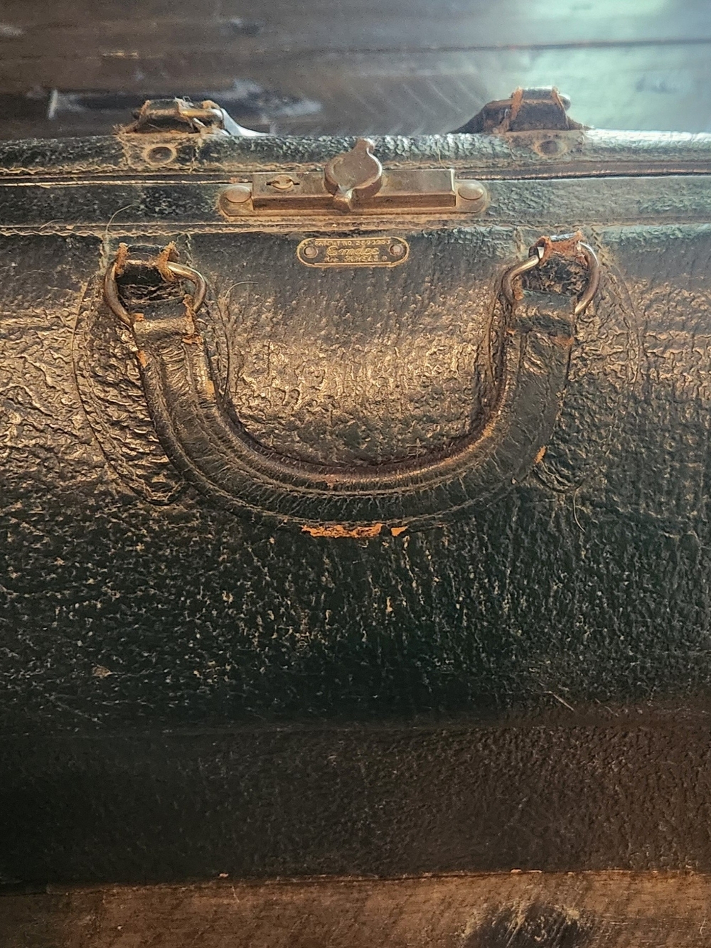 Vintage Black Leather Emdee And Schell Physician Bag Pre 1930s